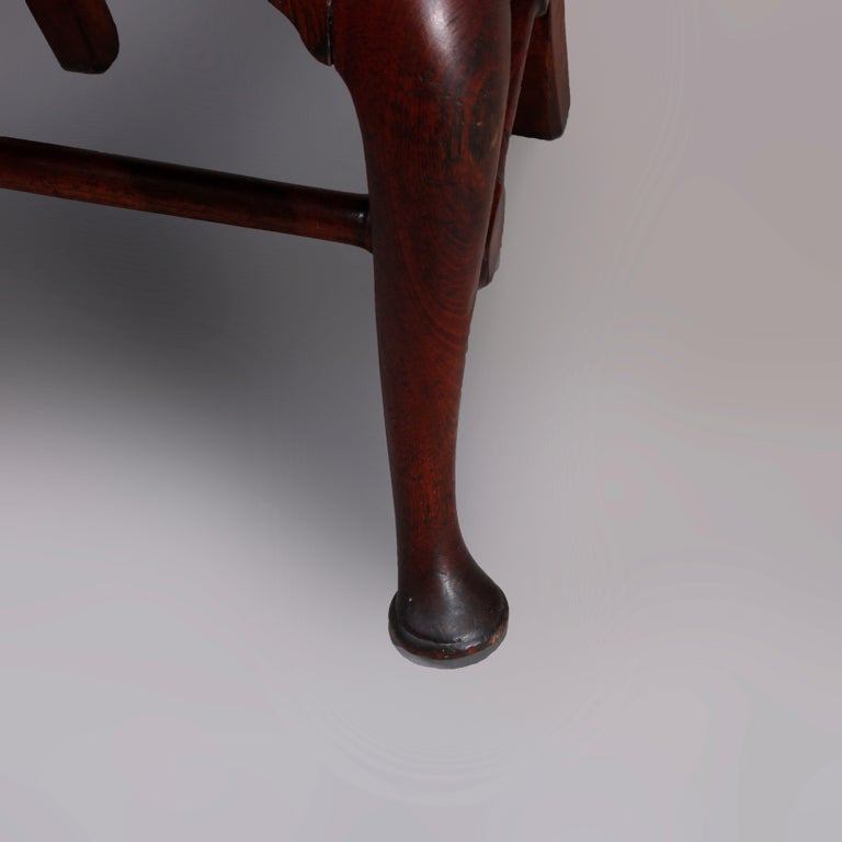 Antique Pair of Queen Anne New England Carved Mahogany Side Chairs, Circa 1760