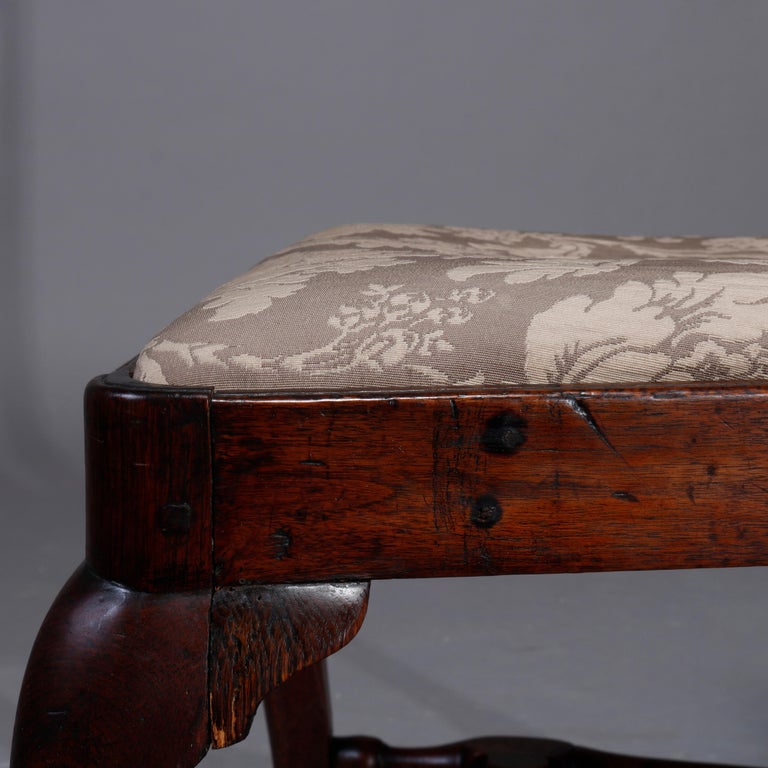 Antique Pair of Queen Anne New England Carved Mahogany Side Chairs, Circa 1760