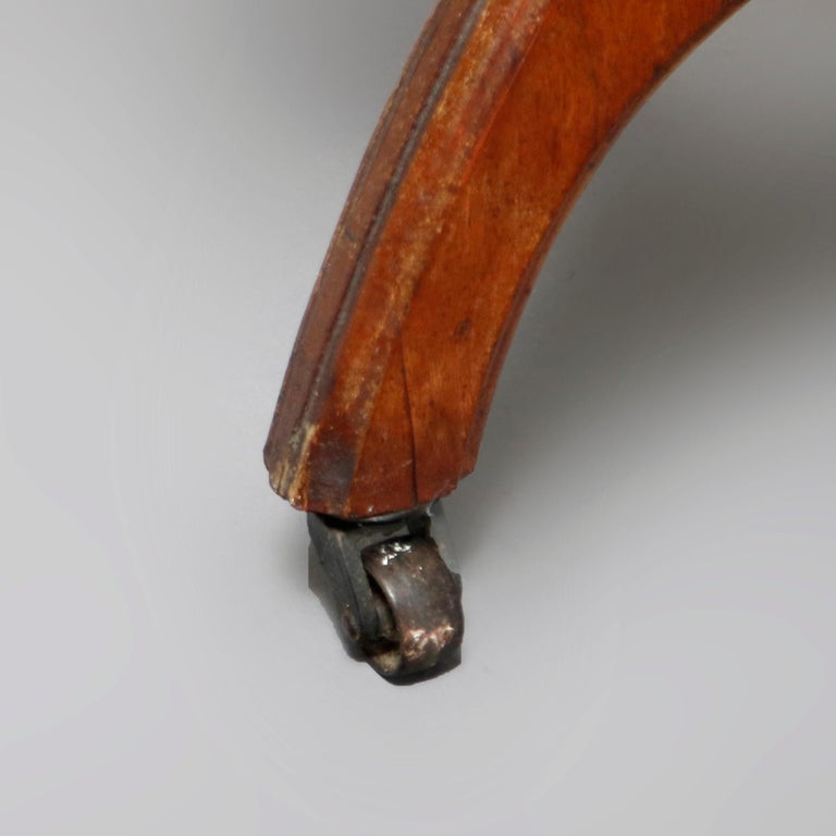 Antique Victorian Carved Walnut and Beveled Marble Side Table, circa 1880