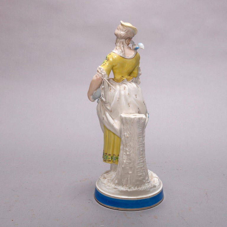 Antique German Hand Painted Meissen School Porcelain Maiden Figure, circa 1900