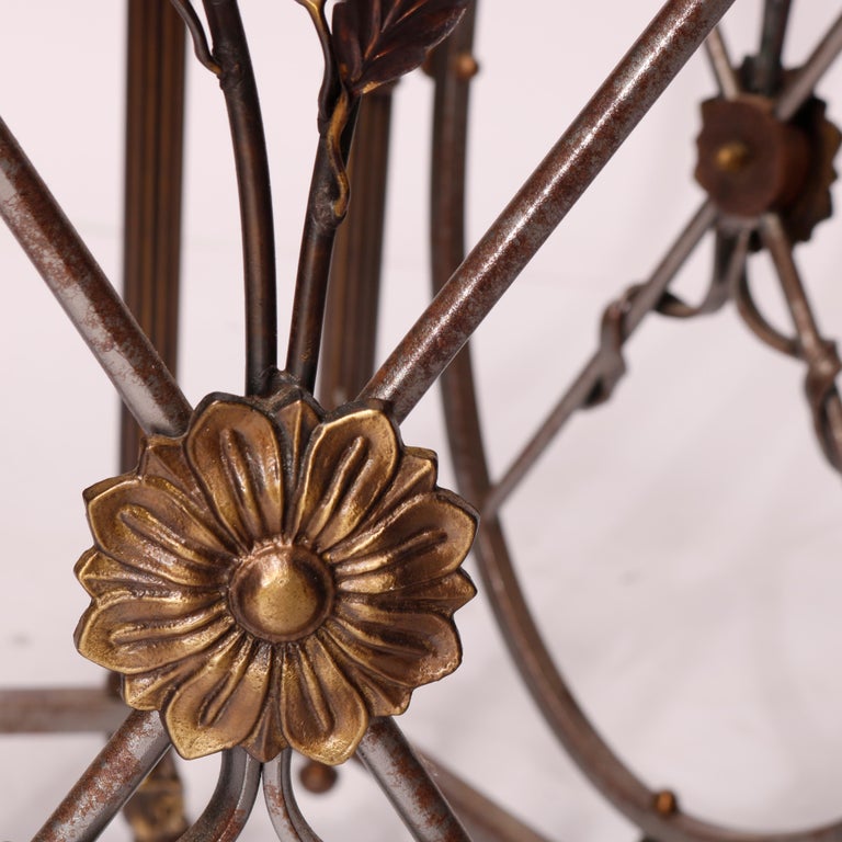 French Empire Figural Bronzed Metal & Glass Center Table with Ram's Heads 20th C