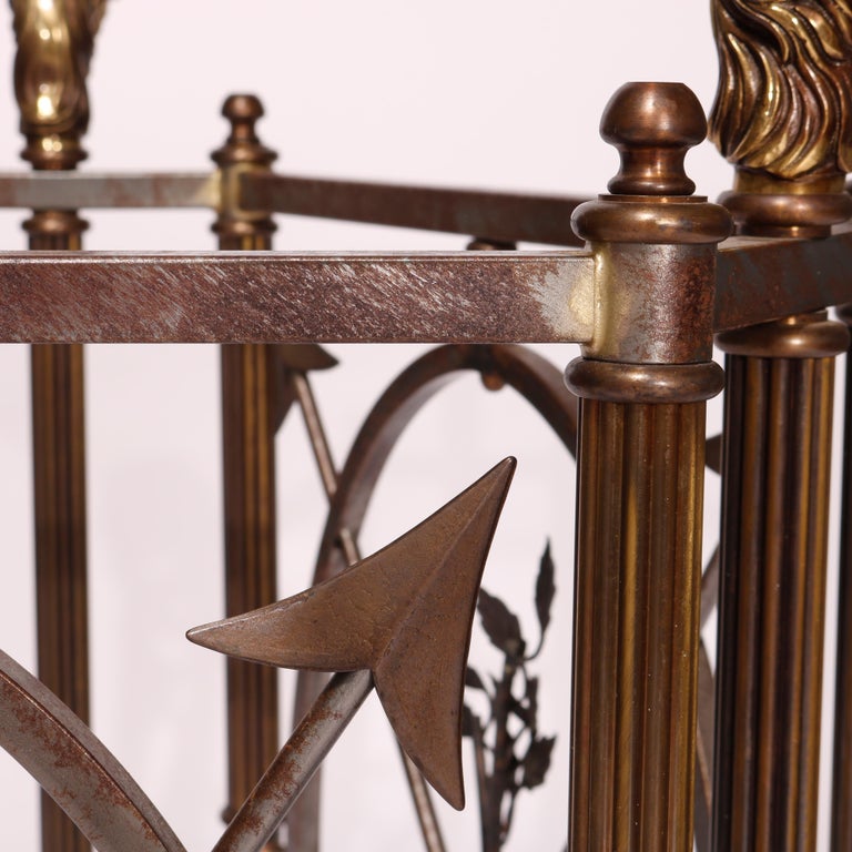 French Empire Figural Bronzed Metal & Glass Center Table with Ram's Heads 20th C