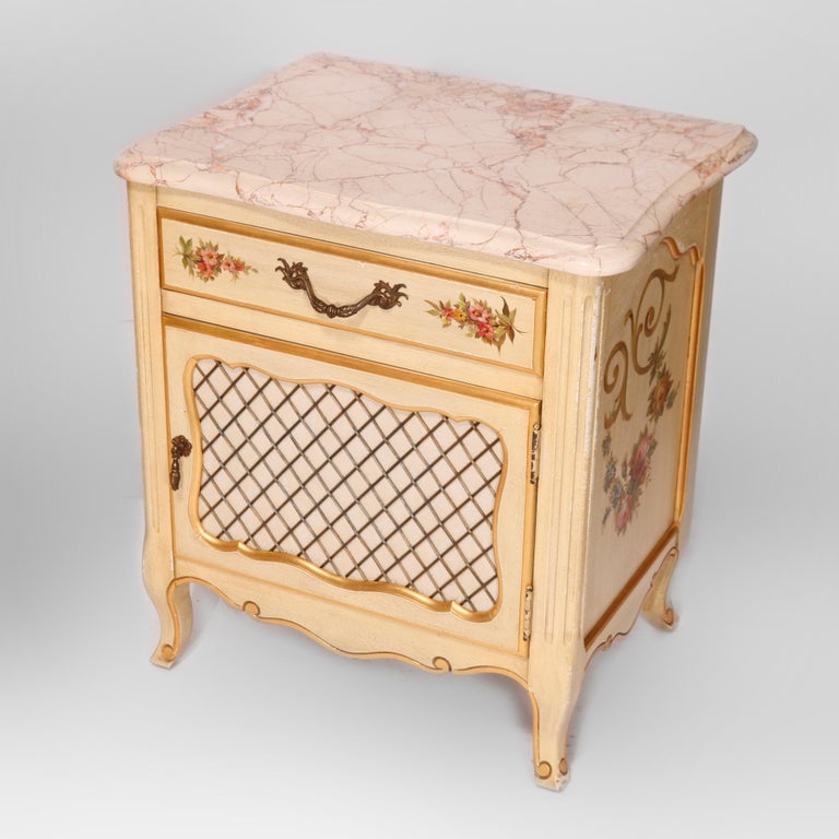 French Provincial Style Polychrome, Gilt & Marble Stands by Kozak Studios 20thC