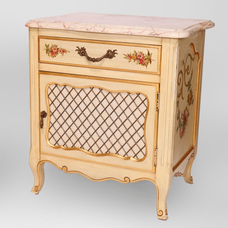 French Provincial Style Polychrome, Gilt & Marble Stands by Kozak Studios 20thC