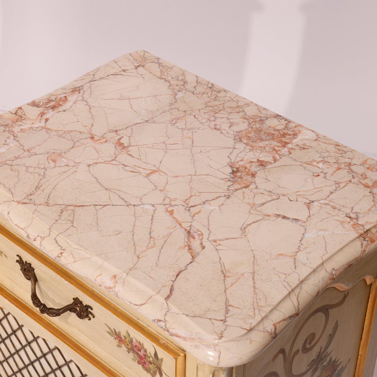 French Provincial Style Polychrome, Gilt & Marble Stands by Kozak Studios 20thC