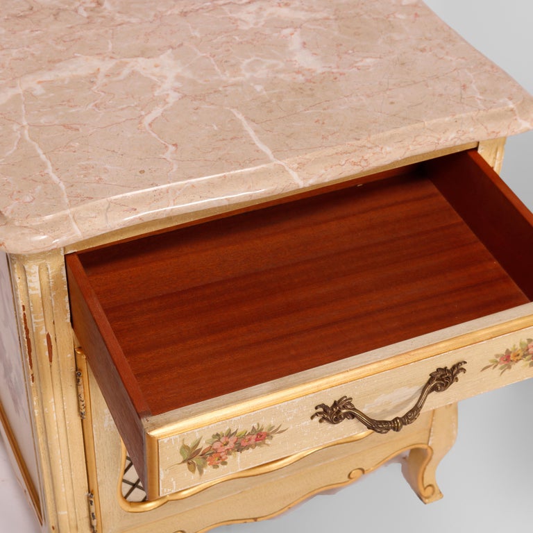 French Provincial Style Polychrome, Gilt & Marble Stands by Kozak Studios 20thC