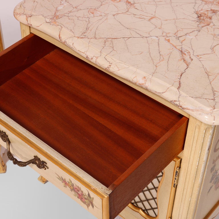 French Provincial Style Polychrome, Gilt & Marble Stands by Kozak Studios 20thC
