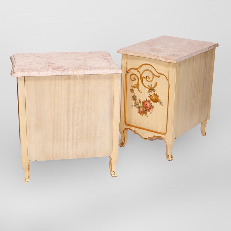 French Provincial Style Polychrome, Gilt & Marble Stands by Kozak Studios 20thC