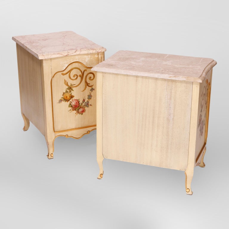 French Provincial Style Polychrome, Gilt & Marble Stands by Kozak Studios 20thC