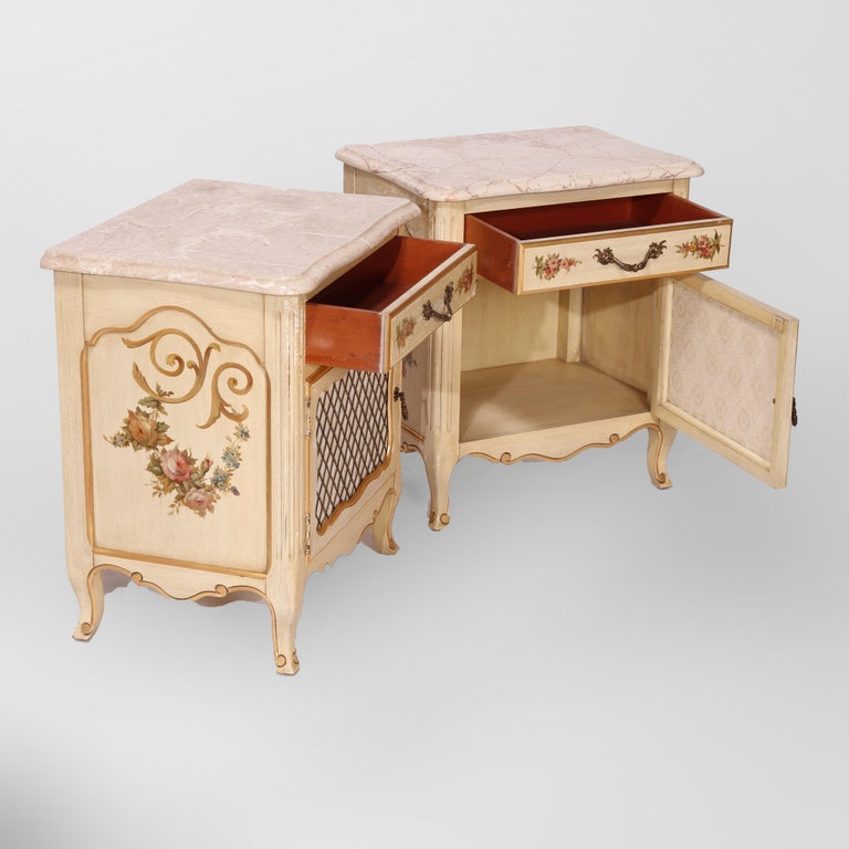 French Provincial Style Polychrome, Gilt & Marble Stands by Kozak Studios 20thC