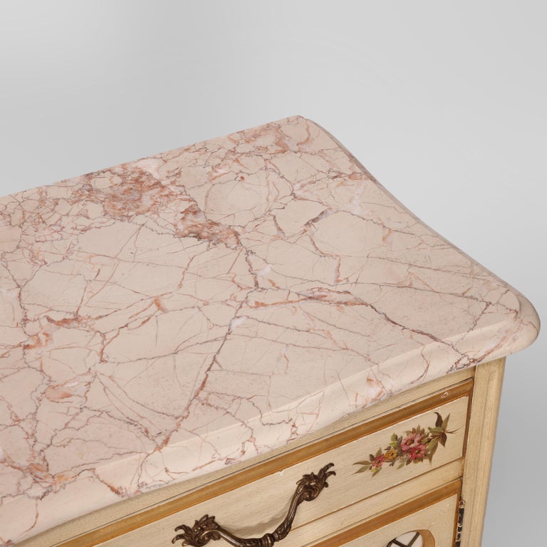 French Provincial Style Polychrome, Gilt & Marble Stands by Kozak Studios 20thC