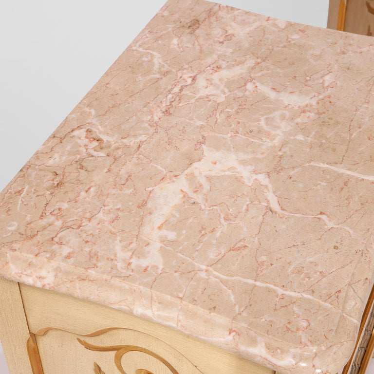 French Provincial Style Polychrome, Gilt & Marble Stands by Kozak Studios 20thC