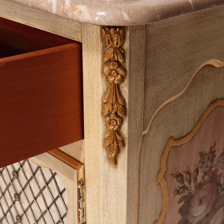 French Provincial Style Polychrome, Gilt & Marble Commode by Kozak Studios 20th C