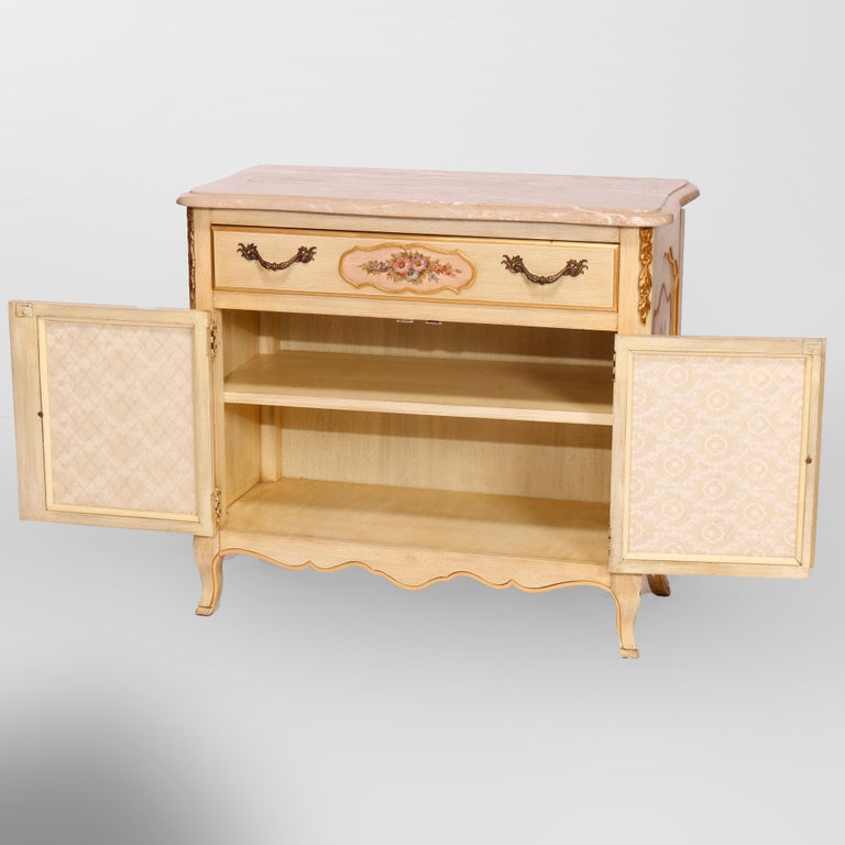 French Provincial Style Polychrome, Gilt & Marble Commode by Kozak Studios 20th C