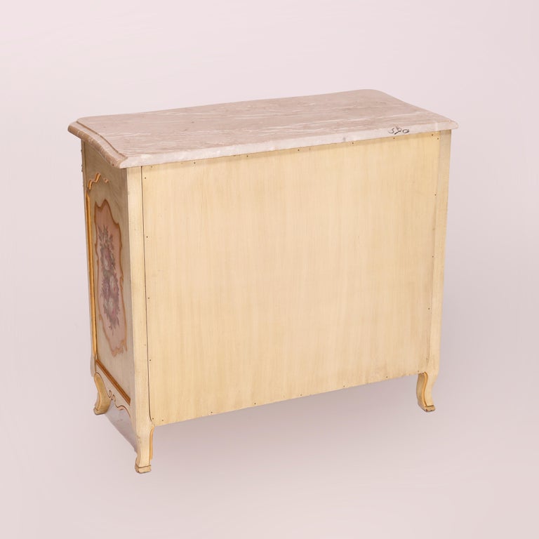 French Provincial Style Polychrome, Gilt & Marble Commode by Kozak Studios 20th C