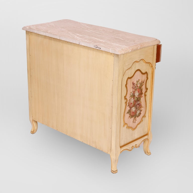 French Provincial Style Polychrome, Gilt & Marble Commode by Kozak Studios 20th C