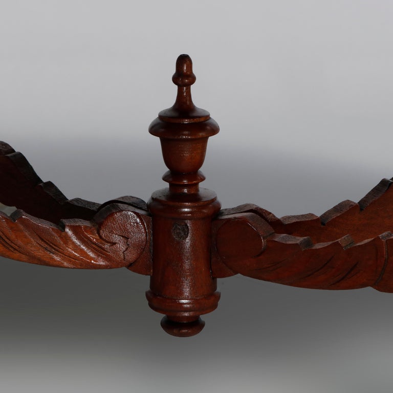 Antique Victorian Turtle Top Marble Top Mahogany & Walnut Lamp Table, Circa 1860