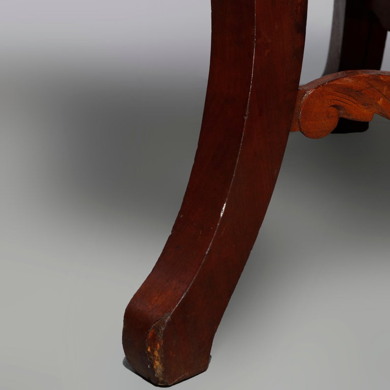Antique Victorian Turtle Top Marble Top Mahogany & Walnut Lamp Table, Circa 1860