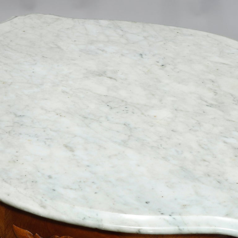 Antique Victorian Turtle Top Marble Top Mahogany & Walnut Lamp Table, Circa 1860