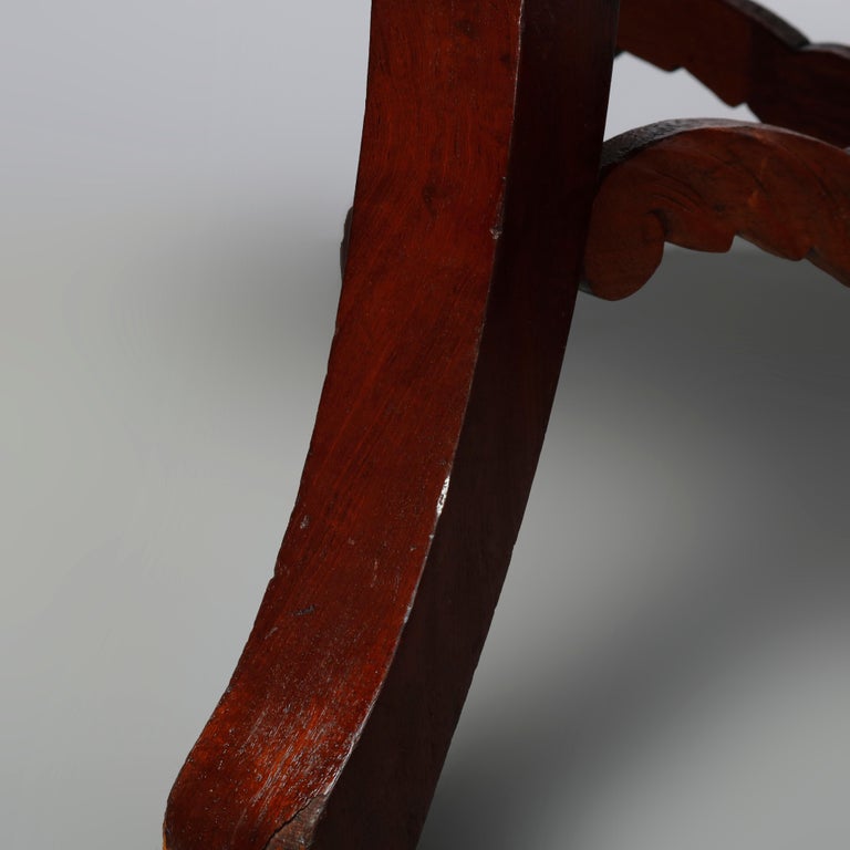 Antique Victorian Turtle Top Marble Top Mahogany & Walnut Lamp Table, Circa 1860