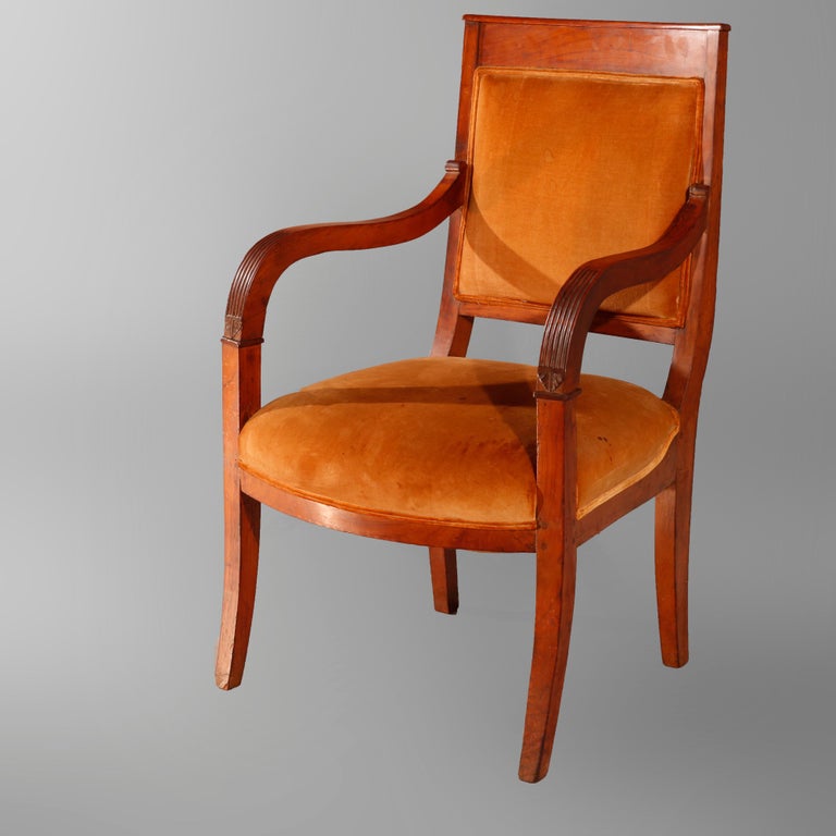 Antique European Biedermeier Walnut Armchair, circa 1820