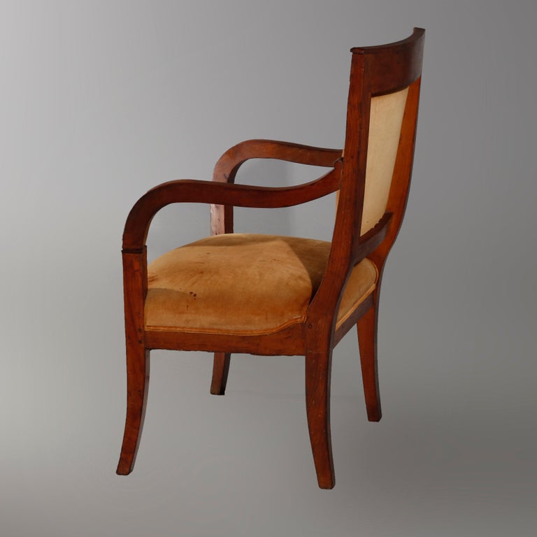 Antique European Biedermeier Walnut Armchair, circa 1820
