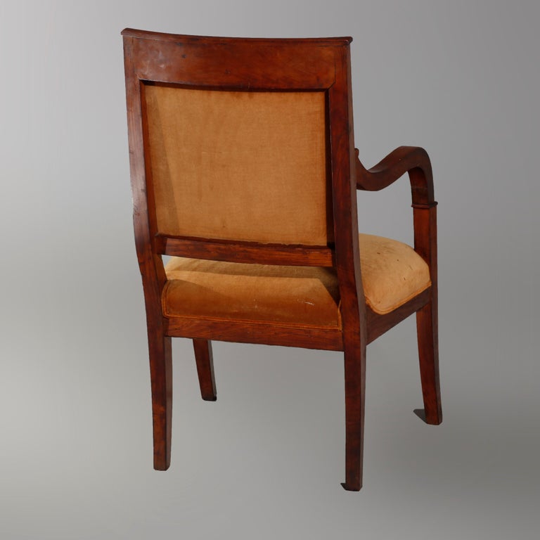 Antique European Biedermeier Walnut Armchair, circa 1820
