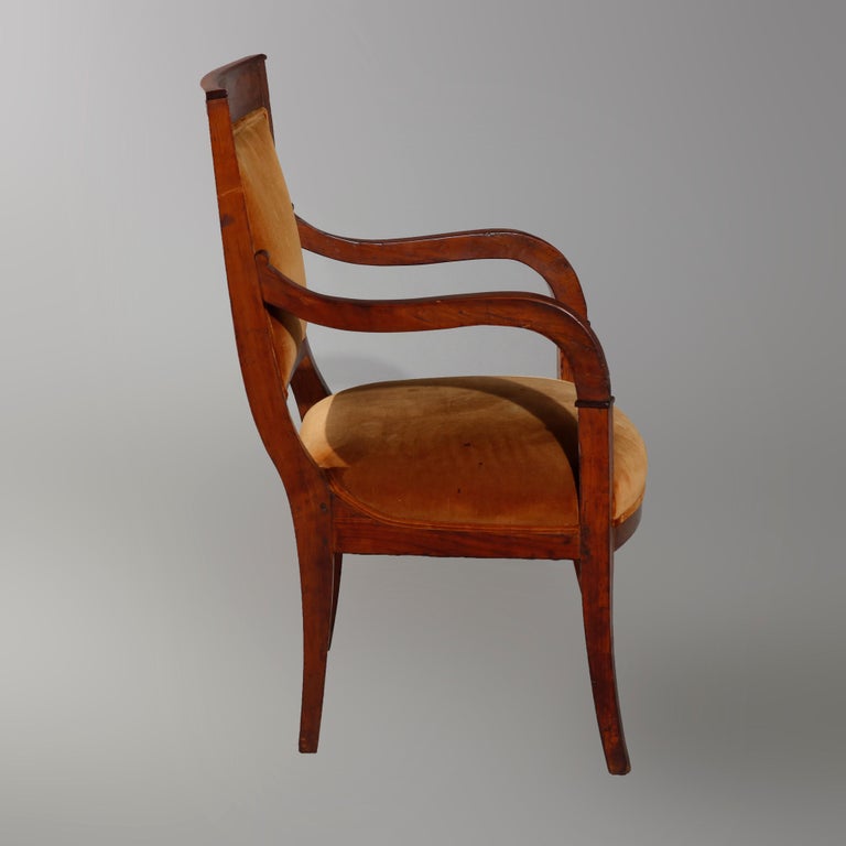 Antique European Biedermeier Walnut Armchair, circa 1820