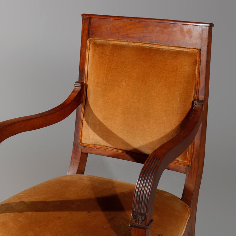 Antique European Biedermeier Walnut Armchair, circa 1820