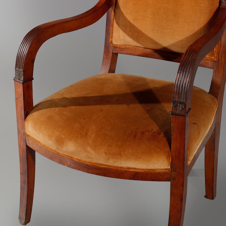 Antique European Biedermeier Walnut Armchair, circa 1820