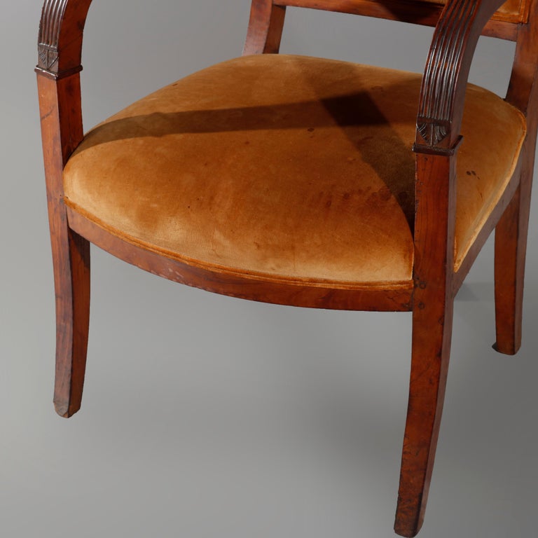 Antique European Biedermeier Walnut Armchair, circa 1820