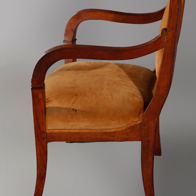 Antique European Biedermeier Walnut Armchair, circa 1820