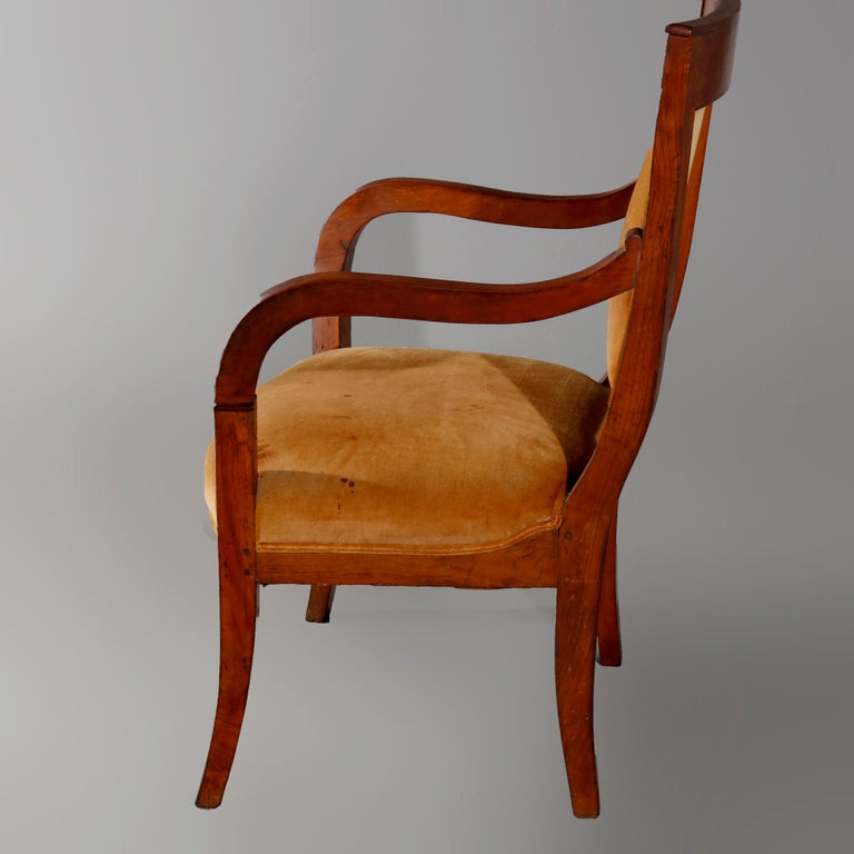 Antique European Biedermeier Walnut Armchair, circa 1820