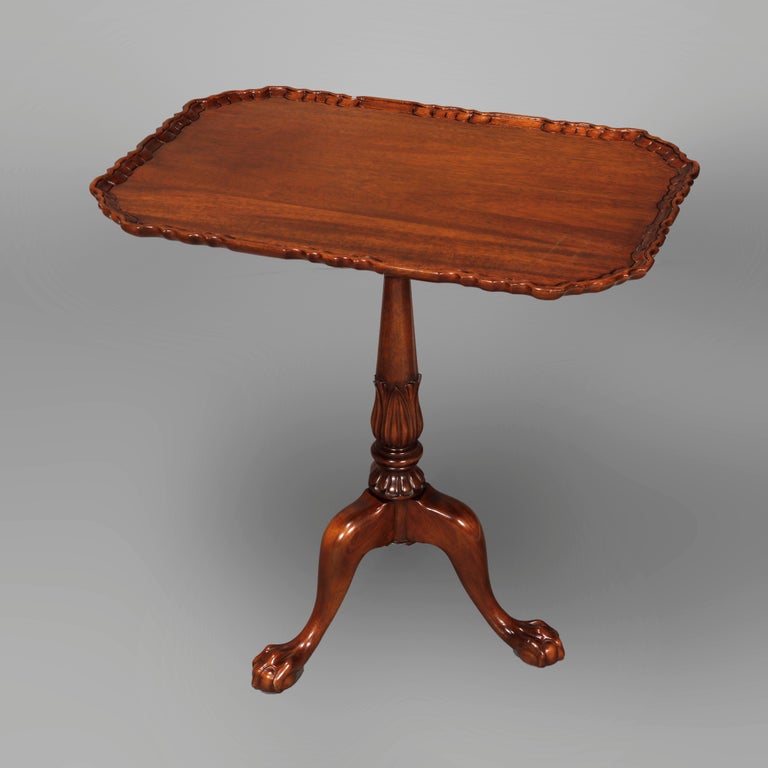 Antique Chippendale Mahogany Tilt-Top Table Circa 1930