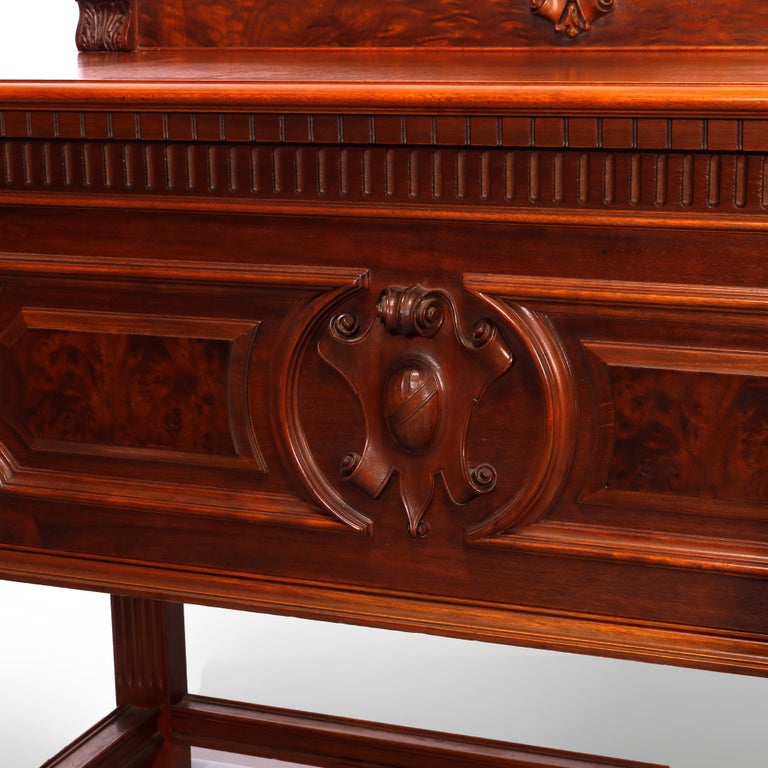 Antique Neoclassical Carved Mahogany & Burl Server circa 1930