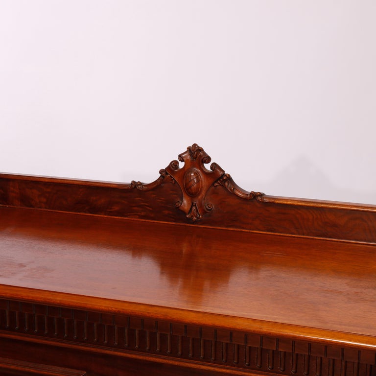 Antique Neoclassical Carved Mahogany & Burl Server circa 1930