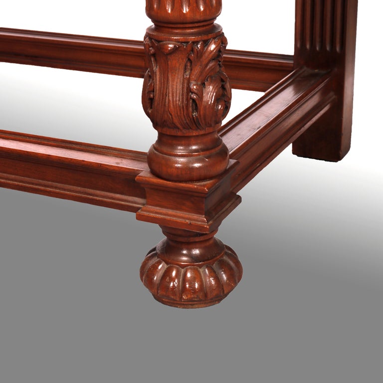 Antique Neoclassical Carved Mahogany & Burl Server circa 1930
