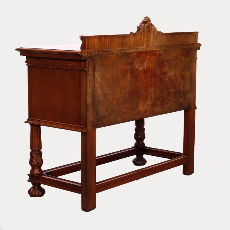Antique Neoclassical Carved Mahogany & Burl Server circa 1930