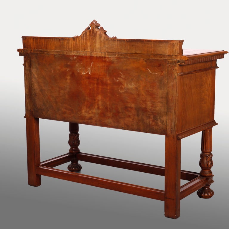 Antique Neoclassical Carved Mahogany & Burl Server circa 1930