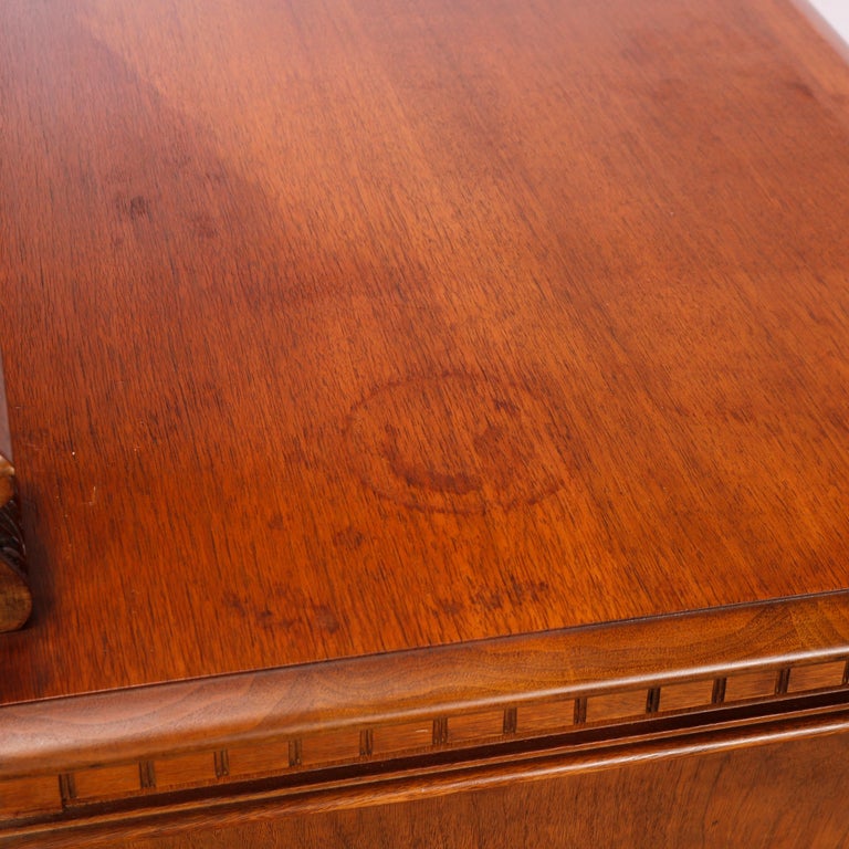 Antique Neoclassical Carved Mahogany & Burl Server circa 1930