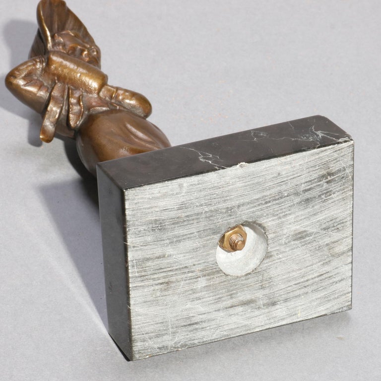 Antique Figural Bronze Portrait Sculpture of Young Girl, circa 1910