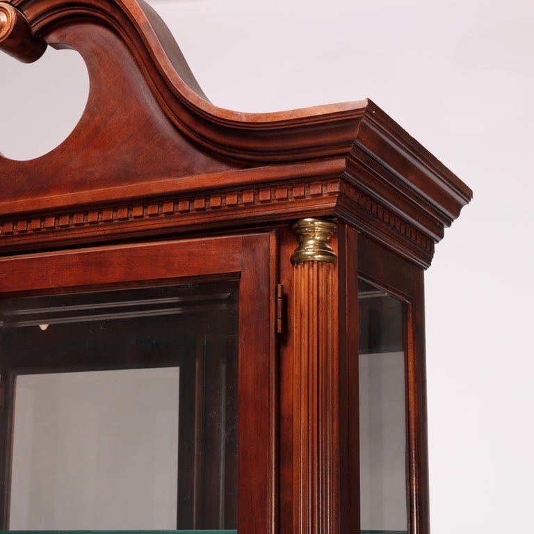 Federal Style Carved Mahogany Mirrored Display Cabinet by Pulaski, 20th C