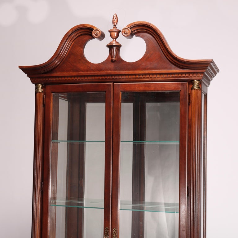 Federal Style Carved Mahogany Mirrored Display Cabinet by Pulaski, 20th C