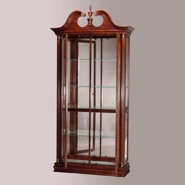 Federal Style Carved Mahogany Mirrored Display Cabinet by Pulaski, 20th C