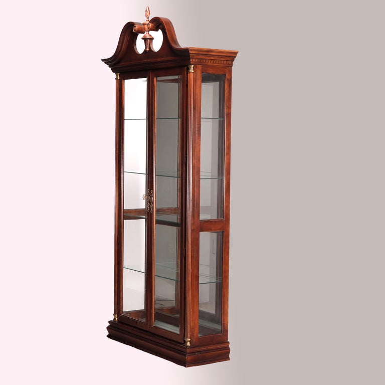 Federal Style Carved Mahogany Mirrored Display Cabinet by Pulaski, 20th C