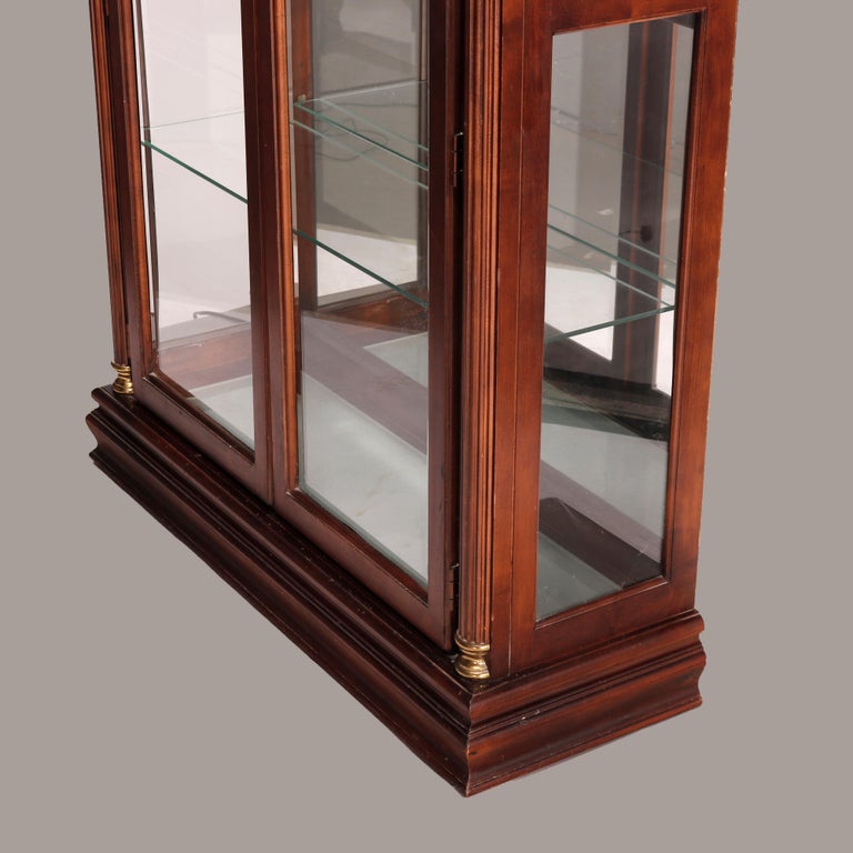 Federal Style Carved Mahogany Mirrored Display Cabinet by Pulaski, 20th C