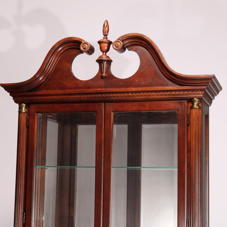Federal Style Carved Mahogany Mirrored Display Cabinet by Pulaski, 20th C