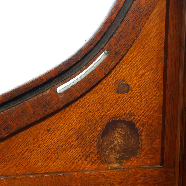Antique Derby School Paneled Oak Roll Top Desk with Full Interior, C1900