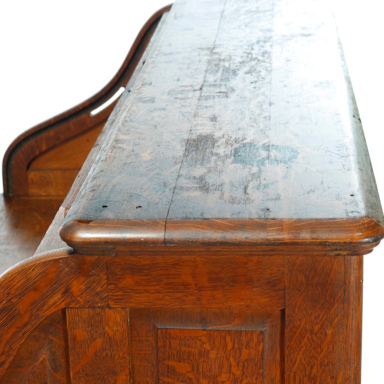 Antique Derby School Paneled Oak Roll Top Desk with Full Interior, C1900