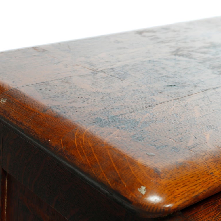 Antique Derby School Paneled Oak Roll Top Desk with Full Interior, C1900